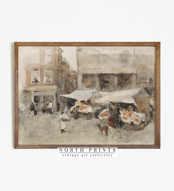 Flower Market Vintage Watercolor Painting  Neutral Wall Decor | Etsy | Etsy (US)