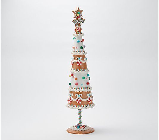 26" Oversized Candy Gingerbread Tree by Valerie | QVC