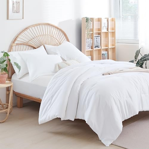 weigelia King Comforter Set 7 Pieces White Comforter Set Bed in a Bag Soft Fluffy King Size Bedding Set with Flat Sheet, Fitted Sheet, Pillow Shams, Pillowcases for All Season | Amazon (US)