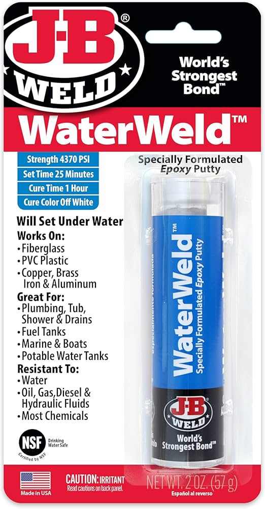J-B Weld 8277 WaterWeld Epoxy Putty Stick - 2 oz., Off White | Amazon (US)