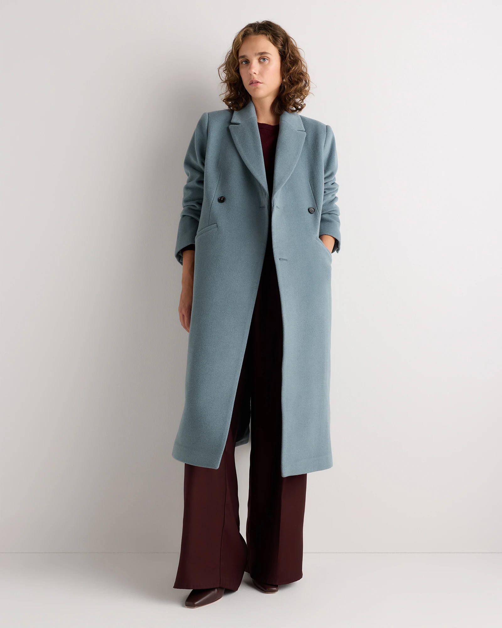 Quince | Women's Wool Cashmere Tailored Coat in Winetasting, Size Large | Quince