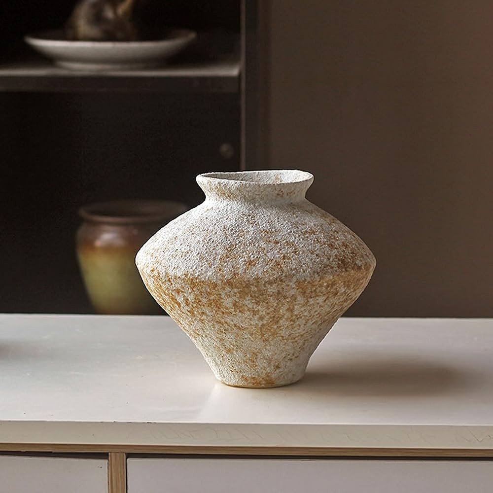 CLYMON Handmade Rustic White Ceramic Vase – Textured Pottery Flower Vase for Home Decor, Perfec... | Amazon (US)