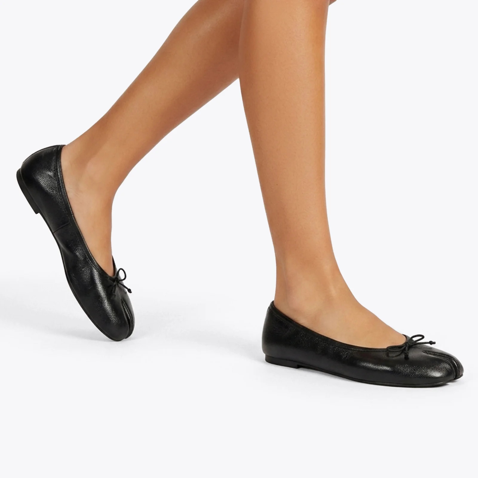 Carin Black Leather Split Toe Ballet Flat | Steve Madden UK