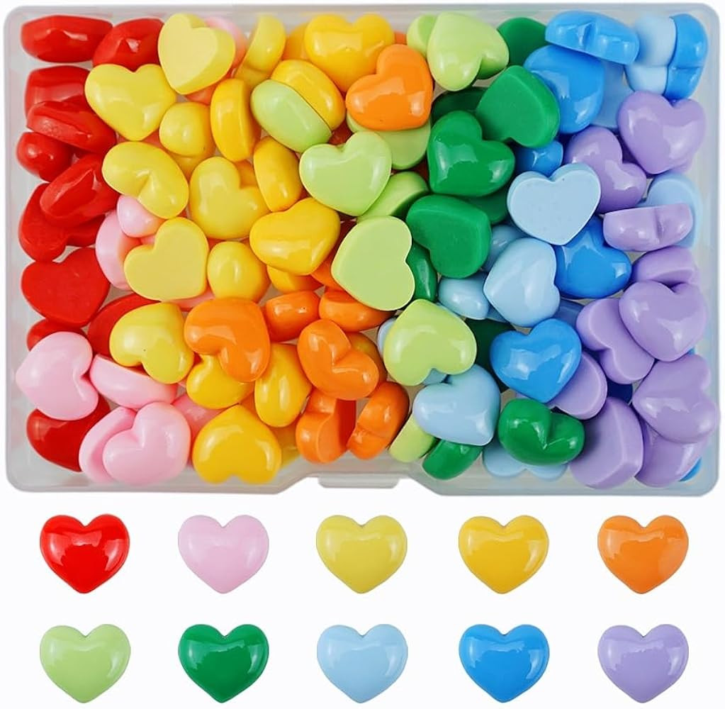 120 PCS Colorful Heart Resin Flatback Plastic Mini Heart Shape Charms Bulk Resin Embellishments f... | Amazon (US)