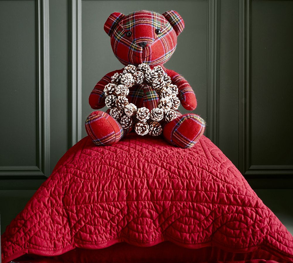 Stewart Plaid Bear Pillow | Pottery Barn (US)