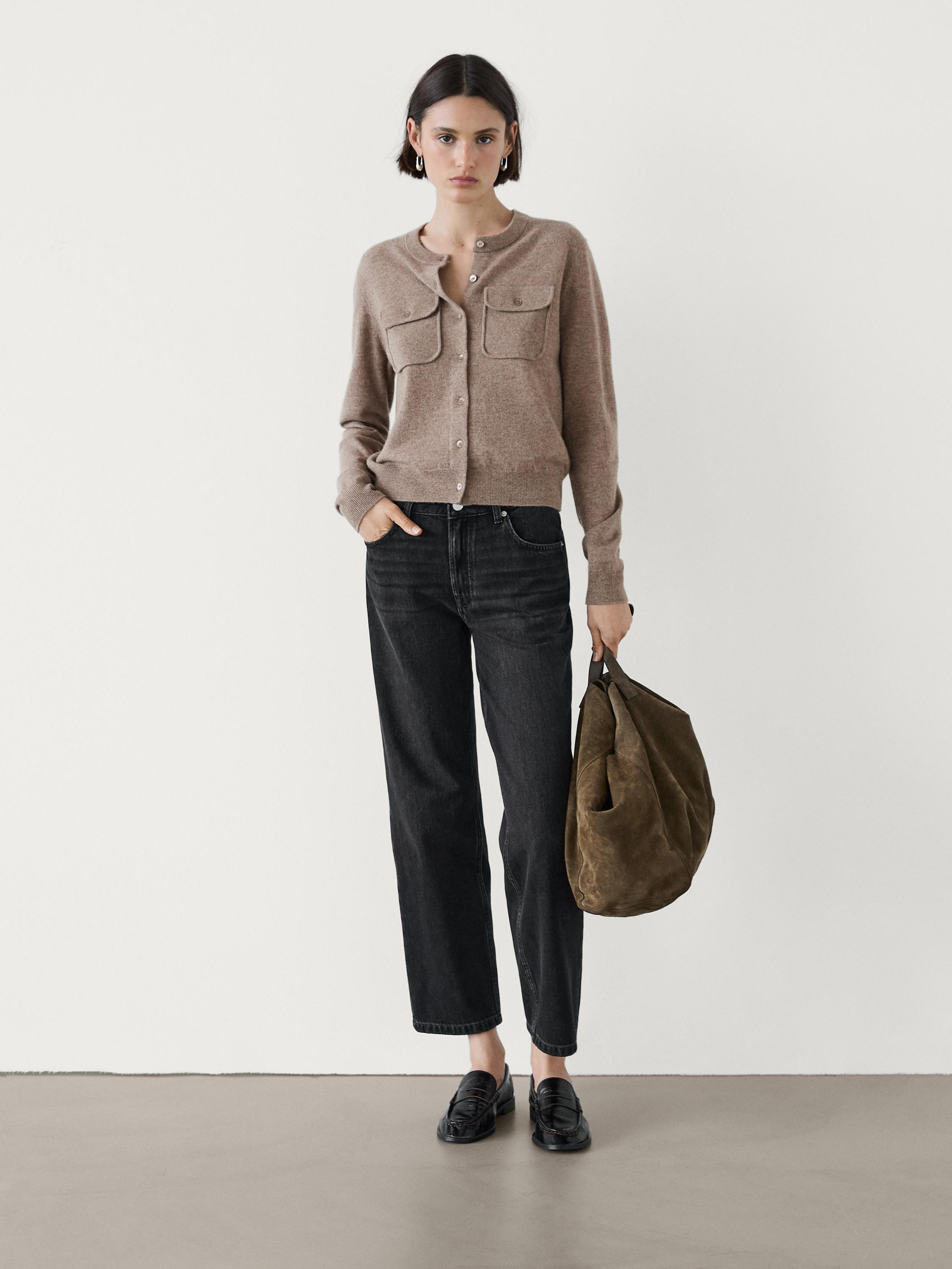 Wool blend knit cardigan with pockets | Massimo Dutti US