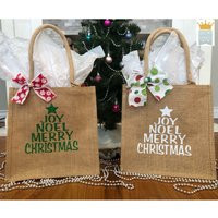 Merry & Bright Tote, Christmas Tote, Gifts, Xmas Totes, Holiday Totes, Gift Bag | Etsy (US)