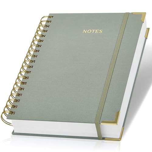 Aesthetic Thick Spiral Notebook Journal For Women in B5 Format - Modern Linen Hardcover College Ruled Note Book With 300 Lined Pages - Perfect For Writing And Staying Organized at Work or School | Amazon (US)