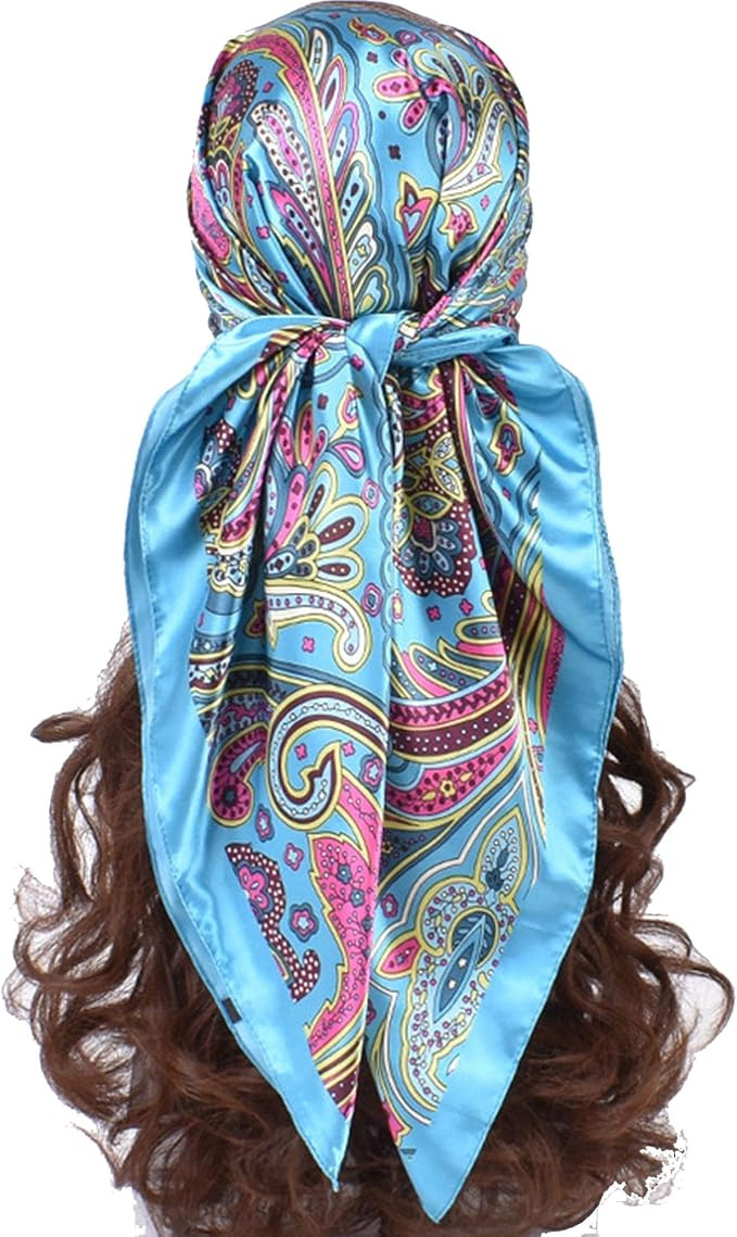 Polka Dot Print Satin Head Scarf for Women Like Silk Scarf for Hair Wrapping Bandanas Square Shaw... | Amazon (US)