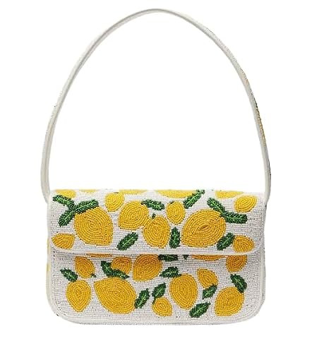 Beaded Shoulder Bag, Citrus Bag, Tropical Summer Purse, Handmade Handbag, Artisan Beaded Clutch, Luxury Lemon Design Handbag | Amazon (US)