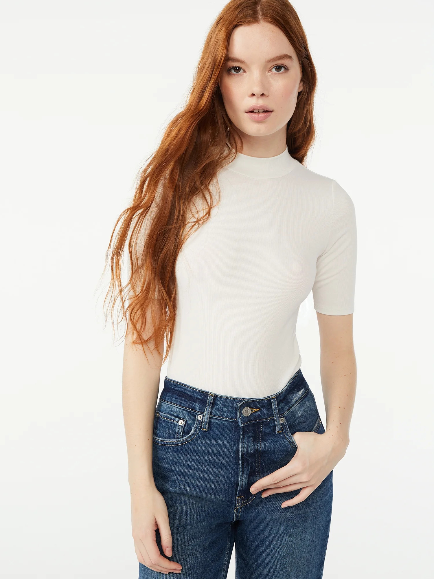 Free Assembly Women's Mock Neck Bodysuit | Walmart (US)