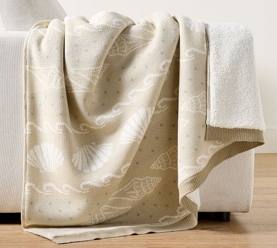 Shell Jacquard Knit Throw | Pottery Barn (US)