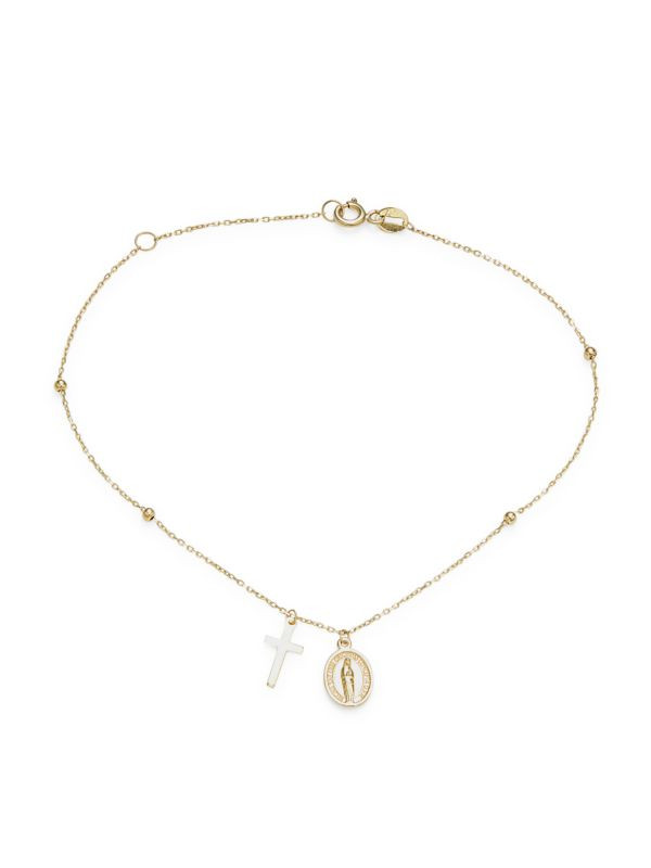 14K Yellow Gold Rosary Pendant Anklet | Saks Fifth Avenue OFF 5TH
