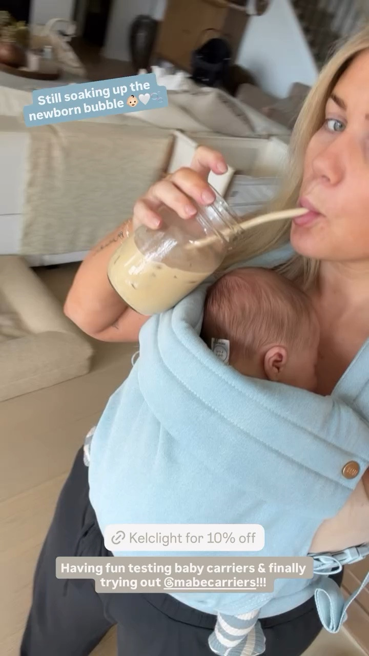 Having fun testing baby carriers & finally trying out @mabecarriers!!! Still soaking up the newborn bubble 👶🏻🤍🫧