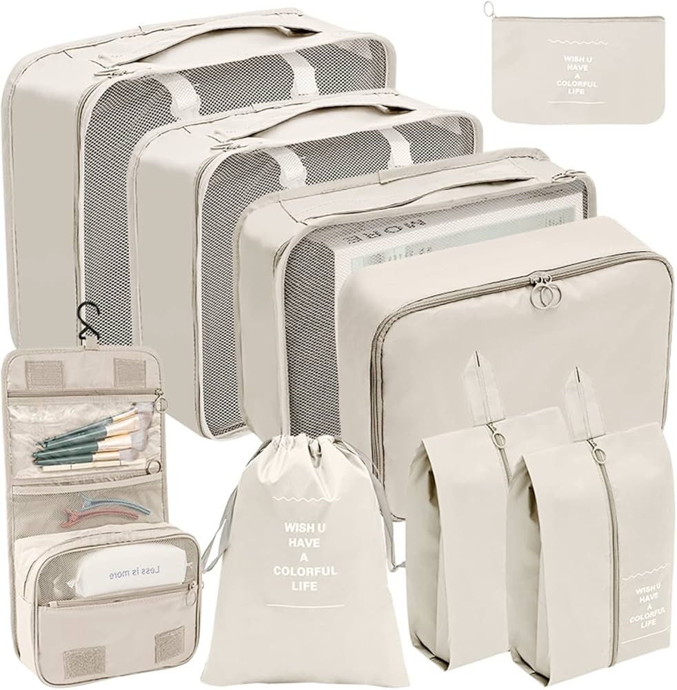BRAQ 9 Pcs Packing Cubes for Suitcase Set Luggage Organizers, Lightweight Travel Essential Bag wi... | Amazon (US)