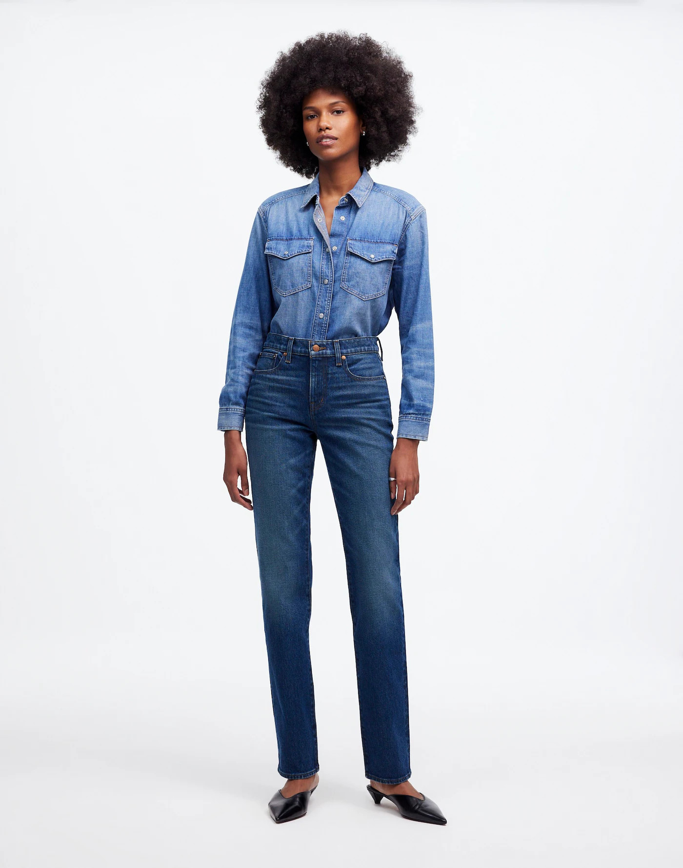 The '90s Straight Mid-Rise Jean in Osada Wash | Madewell | Madewell