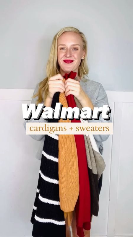 New sweaters and cardigans at Walmart! I’m wearing a small in each expect the striped cardigan. Size up one to two sizes in that cardigan. 

#LTKunder50 #LTKstyletip #LTKSeasonal