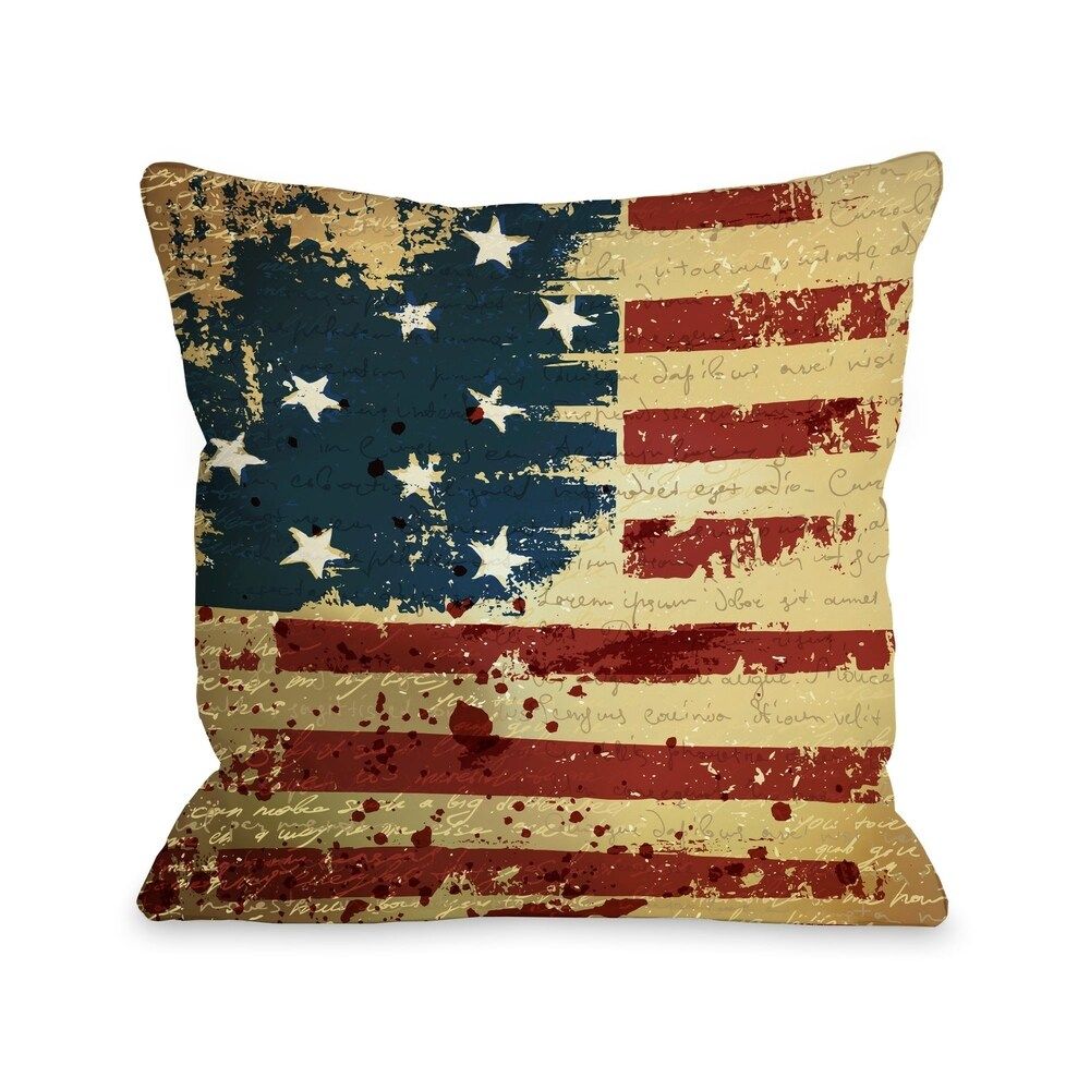 Vintage American Flag Pillow by OBC (18 x 18) | Bed Bath & Beyond