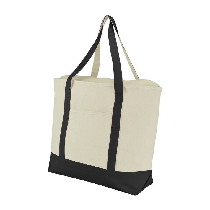 DALIX 22" Extra Large Cotton Canvas Zippered Shopping Tote Grocery Bag in Black - Walmart.com | Walmart (US)