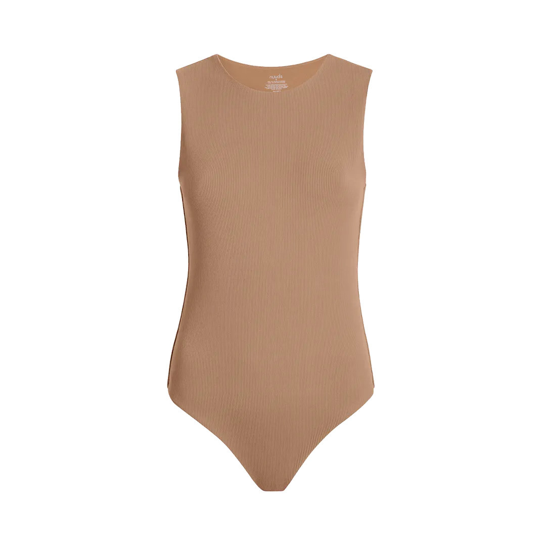 Women's Ribbed Crew Tank Bodysuit | Cinnamon - nuuds | nuuds