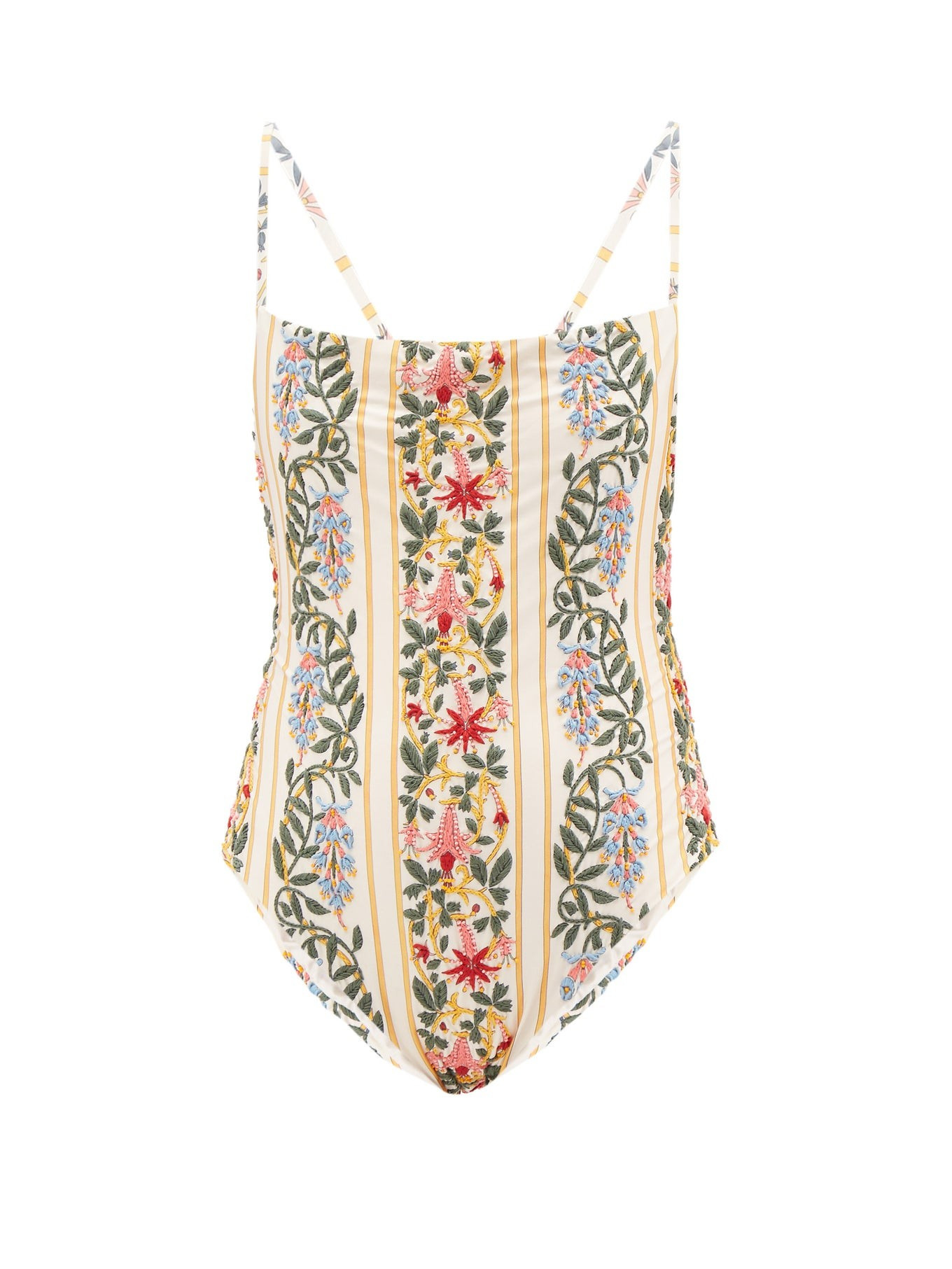 Caoba floral-embroidered recycled-jersey swimsuit | Agua by Agua Bendita | Matches (US)