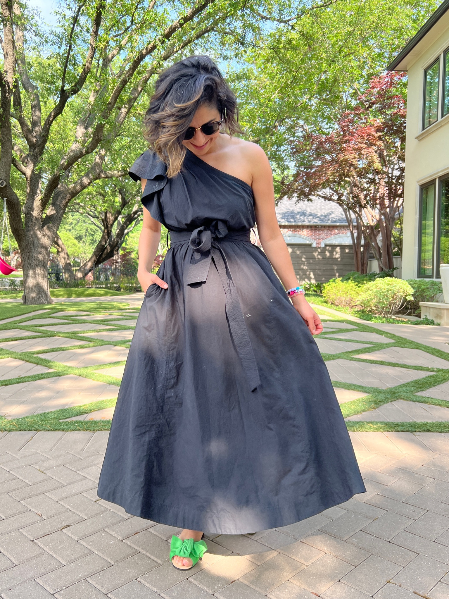green emerald velvet dress A-Line/Princess One-shoulder Half Sleeve Ankle-Length Plus Size Mother