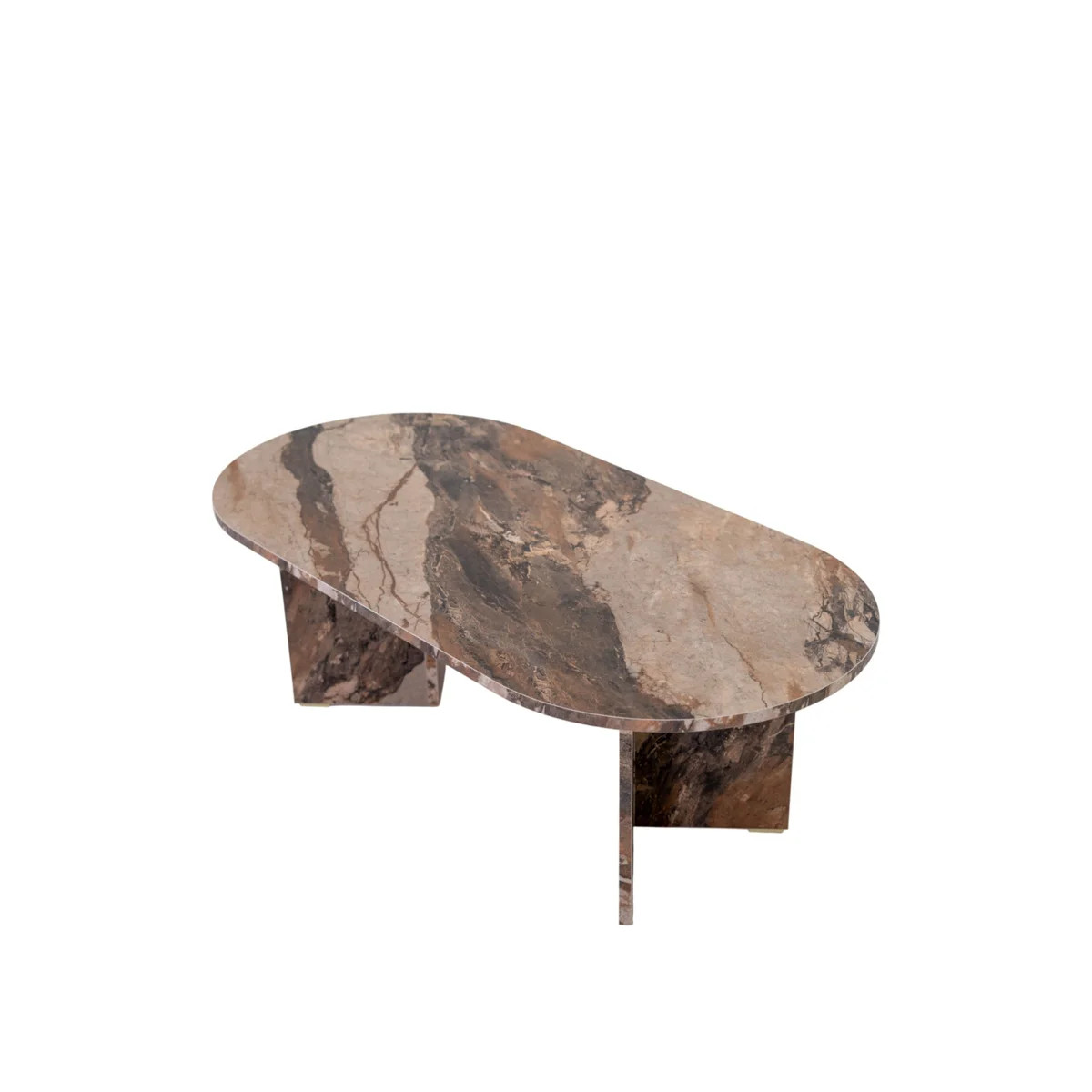 Oval Pill-Shaped Coffee Table, Brown Marble | Wayfair North America