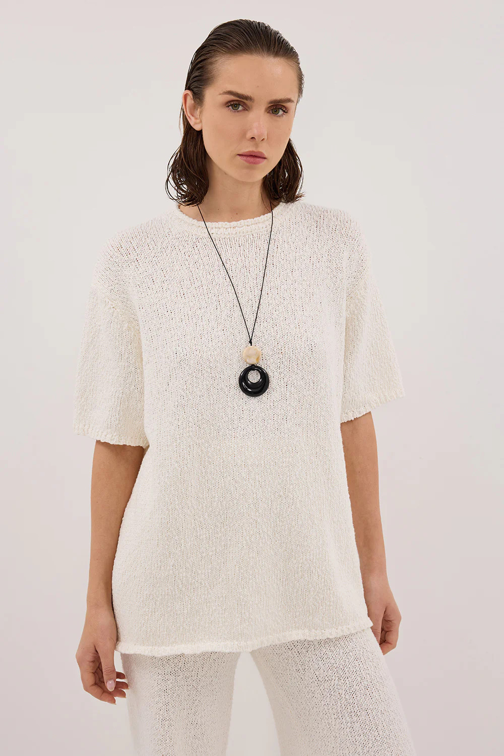 SUE OFF WHITE KNIT TEE | DISSH