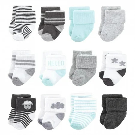 Hudson Baby Unisex Baby Cotton Rich Newborn and Terry Socks Sheep 12-Pack 6-12 Months | Walmart (US)