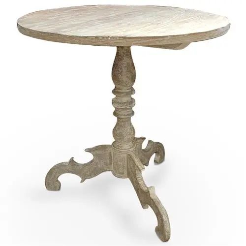 Mireille French Country Distressed White Reclaimed Pine Side End Table | Kathy Kuo Home