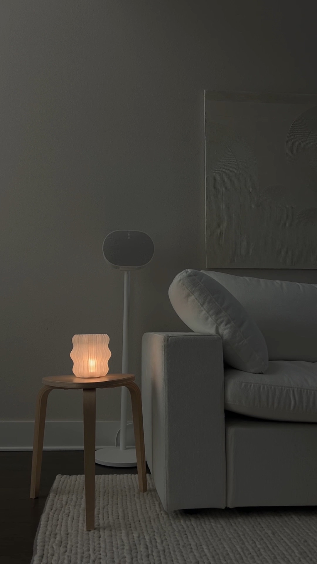 This wireless RBG Wooj lamp adds the perfect vibe to my living room🤍 made out of 3d printed recycled materials in Brooklyn, Ny 

#LTKVideo #LTKHome