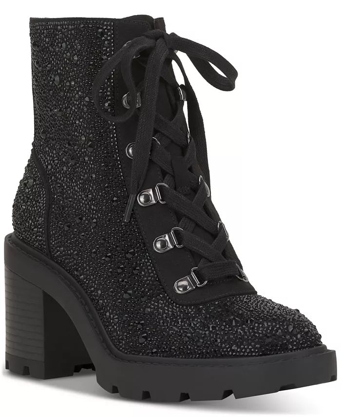 Women's Shada Embellished Lace-Up Booties, Created for Macy's | Macy's