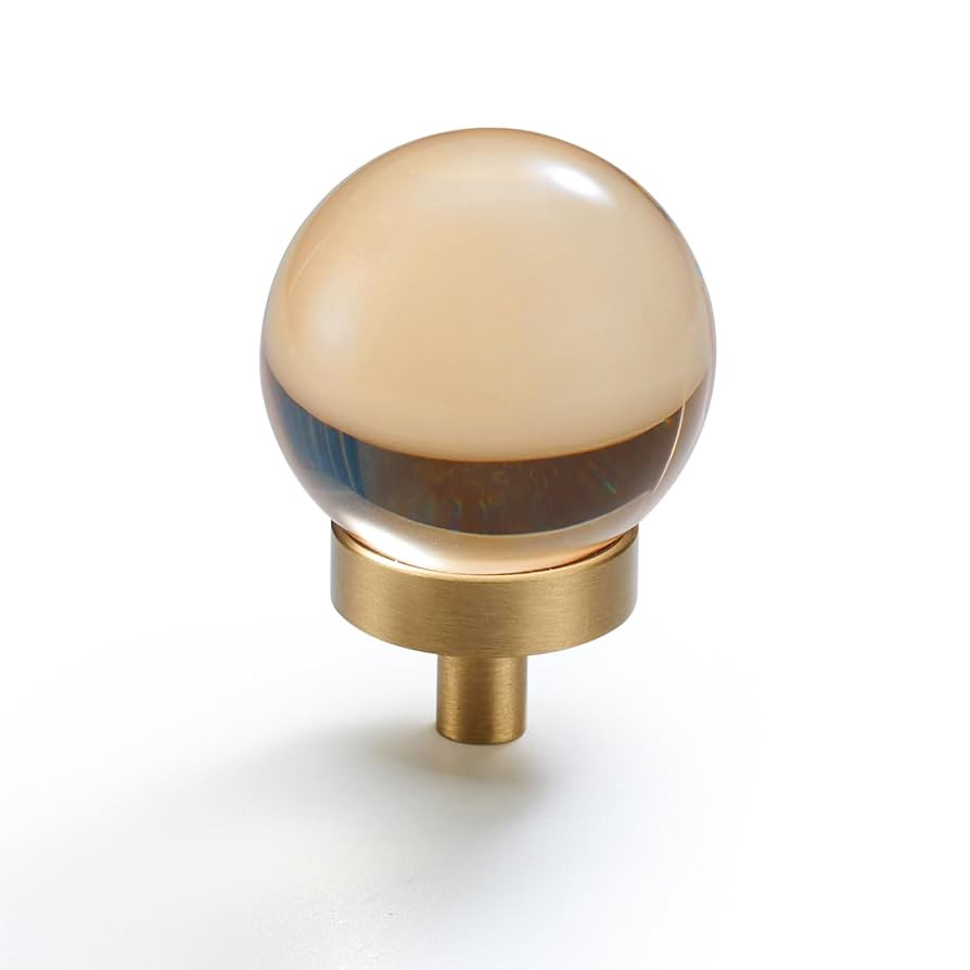 5 Pack Champagne Crystal Cabinet Knobs – Brushed Brass Round Pulls for Modern Dresser, Kitchen,... | Amazon (US)