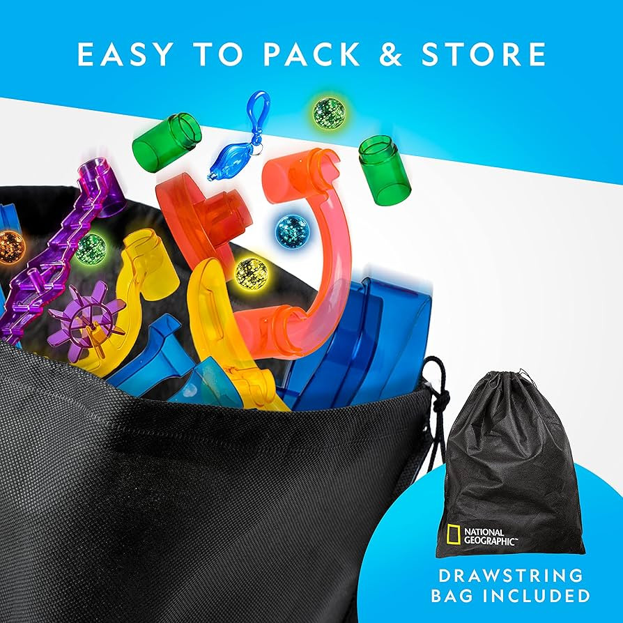 NATIONAL GEOGRAPHIC Glowing Marble Run – 80 Piece Construction Set with 15 Glow in the Dark Gla... | Amazon (US)