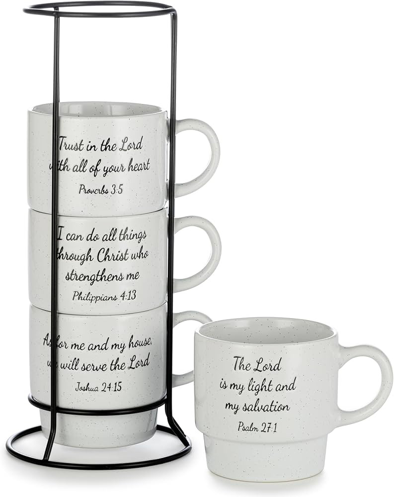 Signature Housewares Stackable Coffee Mug Tower Set with Metal Wire Rack - 15 Ounce Coffee Mugs f... | Amazon (US)