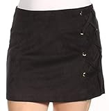 kensie Women's Stretch Suede Skirt with Lace Up Side, Black, L | Amazon (US)