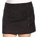 kensie Women's Stretch Suede Skirt with Lace Up Side, Black, L | Amazon (US)