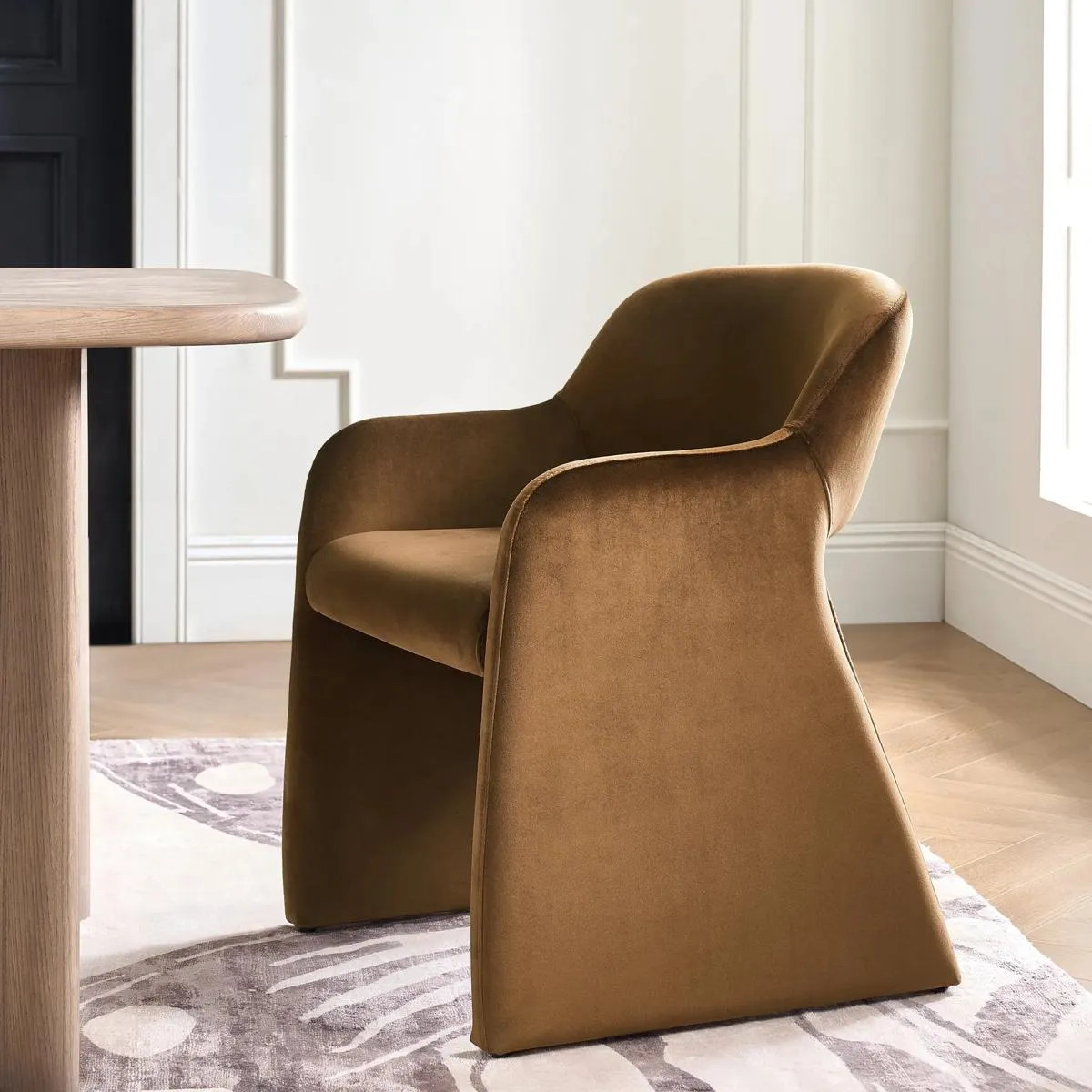 Elara Arm Chair | Mustard | Z Gallerie | 23.25"W x 23"D x 30.5"H | High density foam & Velvet | Z Gallerie