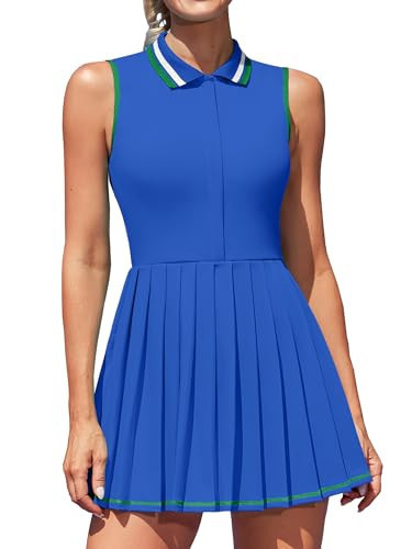 ATTRACO Women Golf Dress with Built in Shorts and Bra Polo Tennis Dress Athletic Dresses Blue XS | Amazon (US)