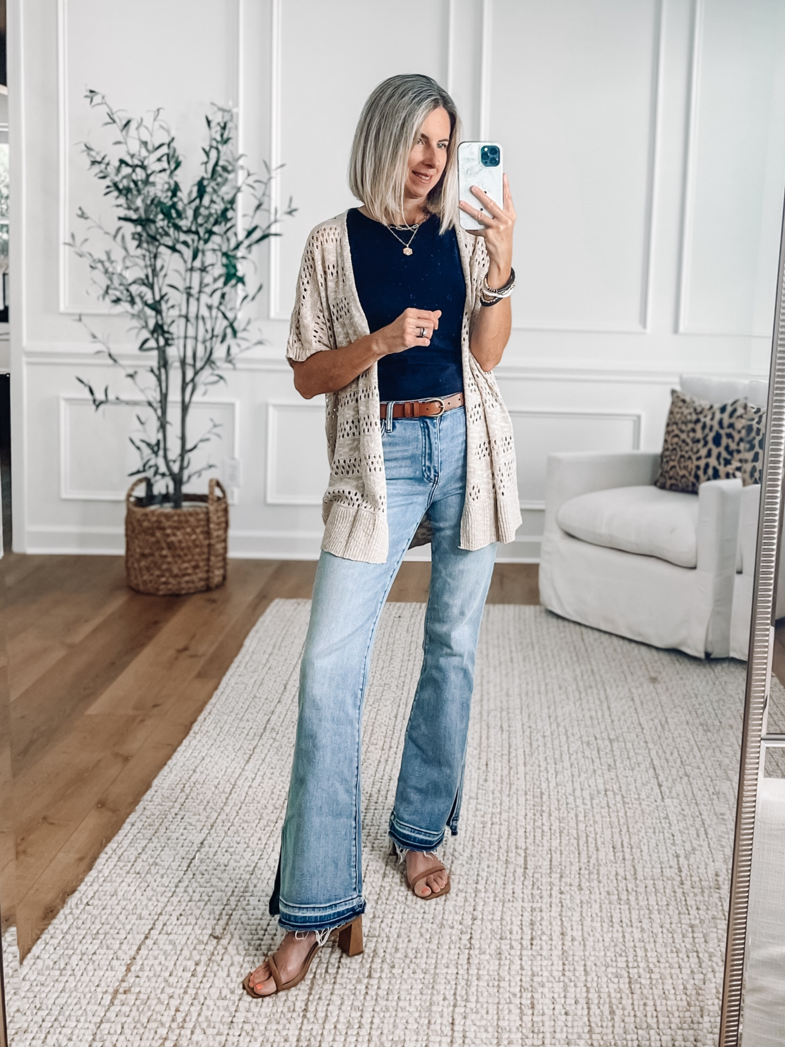 ⭐️ These bootcut flare jeans are so good! I love the side slits and the frayed hem. Wearing a 2. Eyelet crochet cardigan is so pretty and comes in other colors. Wearing a small in the top and cardigan. Perfect date night outfit or girls night out! 



#LTKFindsUnder100 #LTKOver40 #LTKSeasonal