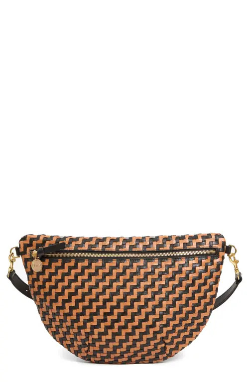 Clare V. Grande Woven Leather Belt Bag in Black/natural at Nordstrom | Nordstrom