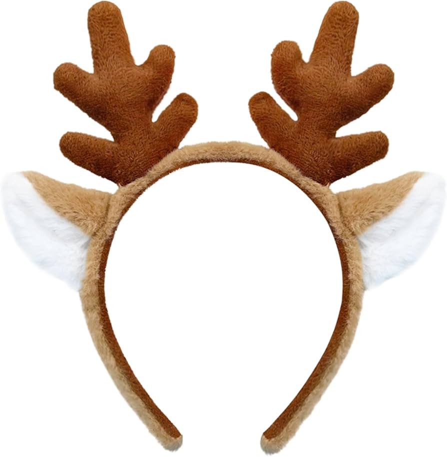 SIOTMERA Reindeer Antlers Headband Animal Ears Deer Antlers Headband Party Cosplay Reindeer Costu... | Amazon (US)