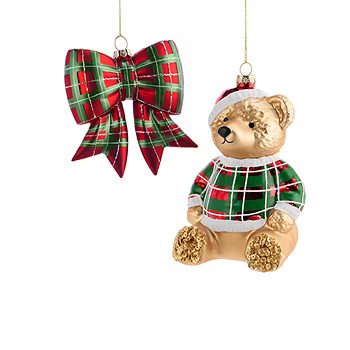 North Pole Trading Co. Bear And Bow Set 2-pc. Christmas Ornament | JCPenney
