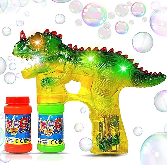Haktoys Jurassic Dinosaur Bubble Gun Shooter Light Up Blower | Toy Bubble Blaster for Toddlers, Kids | Amazon (US)