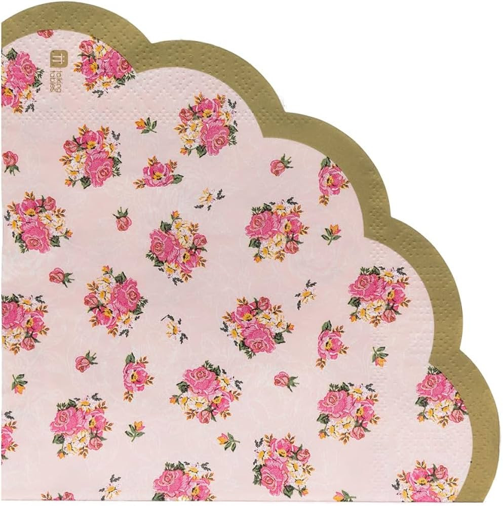 Talking Tables Truly Scrumptious Scalloped Floral Paper Table Napkins for a Tea Party, Pink (20 P... | Amazon (US)