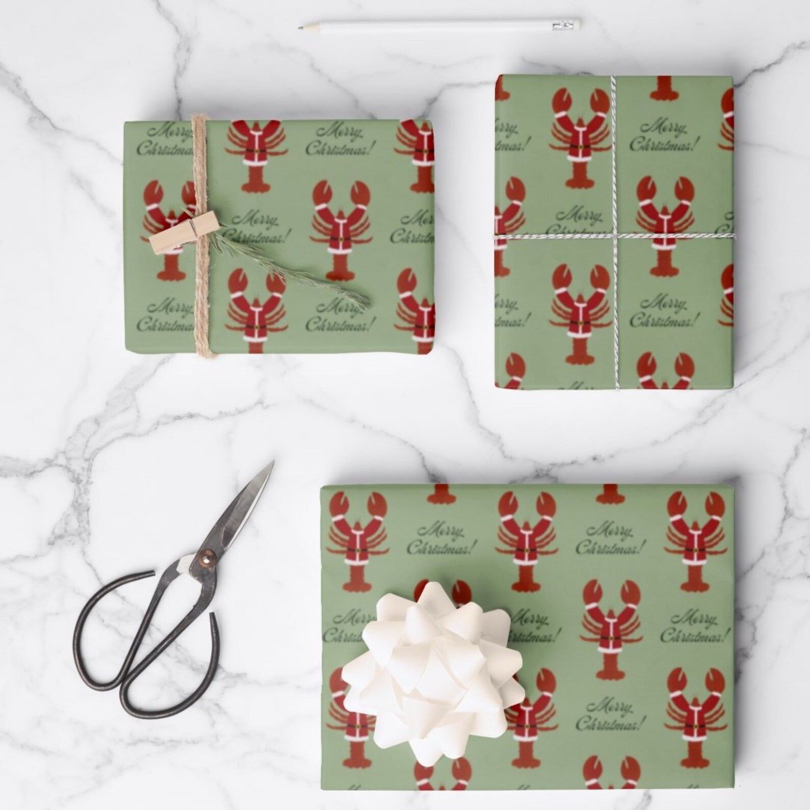 Santa Claws Lobster Christmas Wrapping Paper Sheets  Thick - Etsy | Etsy (US)