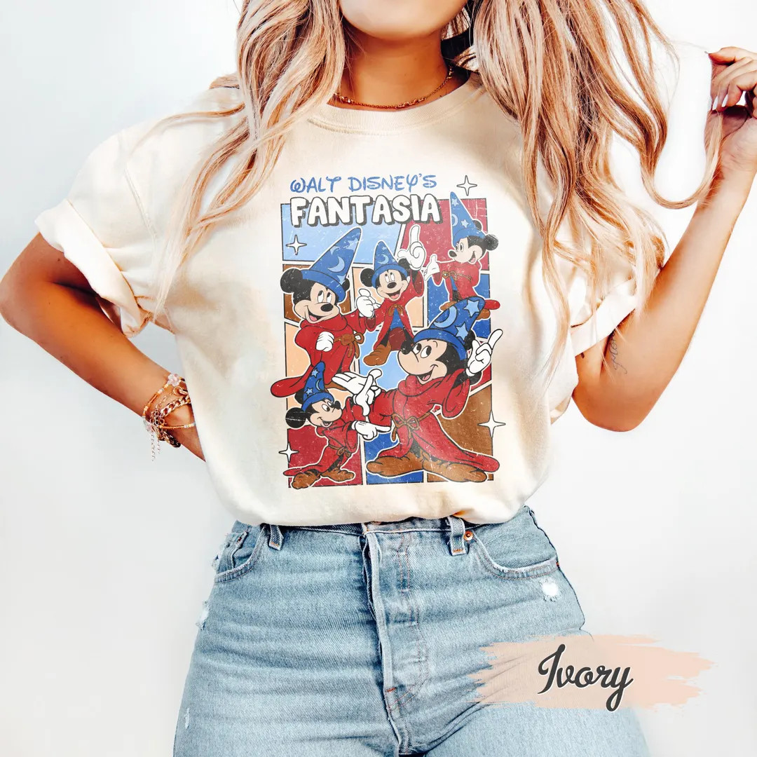 Cartoon Sorcerer Shirts, Witch Mouse Magic Shirt, Retro Fantasmic Shirt, Walt Disney's Fantasia S... | Etsy (US)