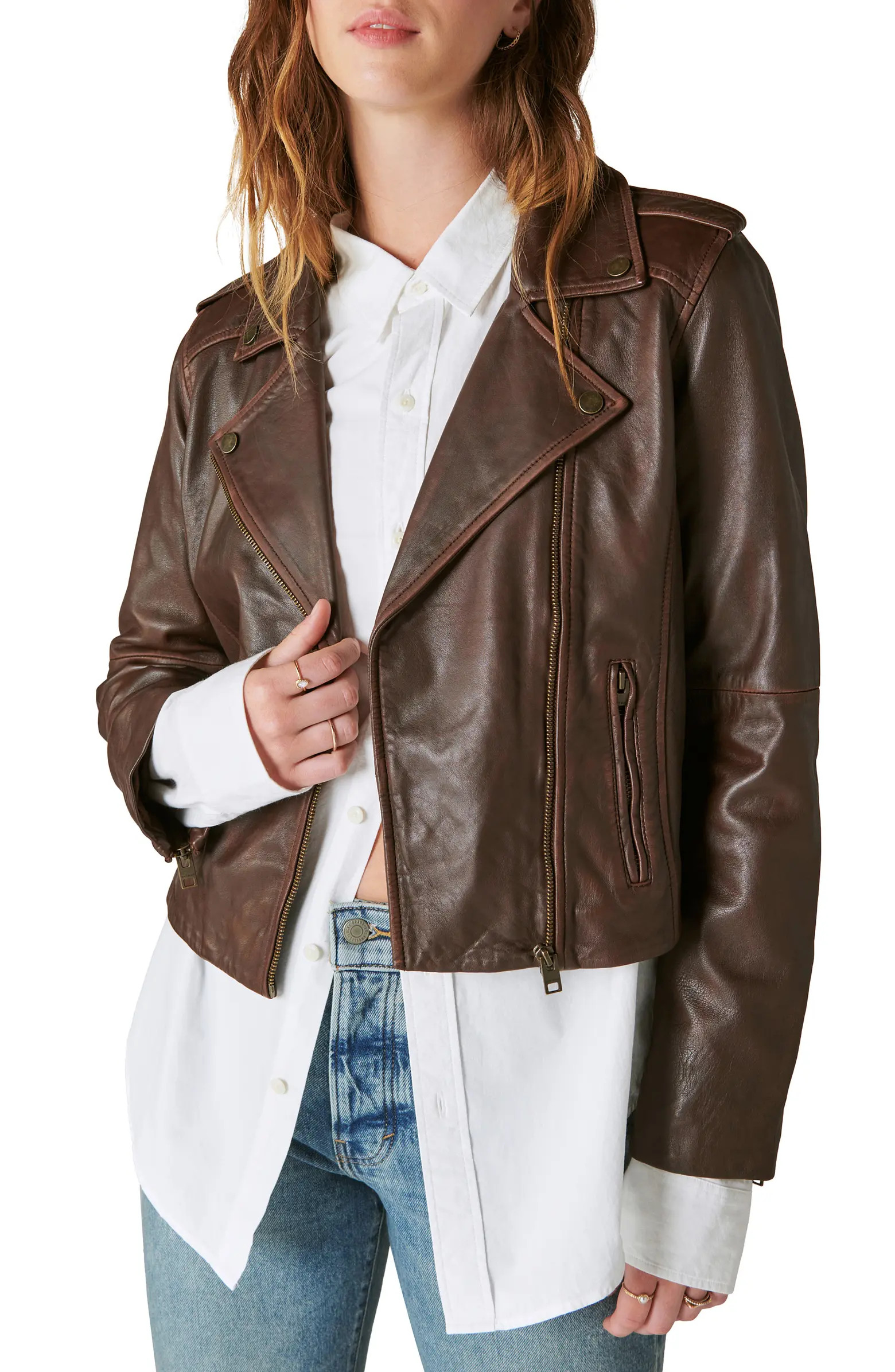 Lucky Brand Leather Moto Jacket | Nordstrom | Nordstrom
