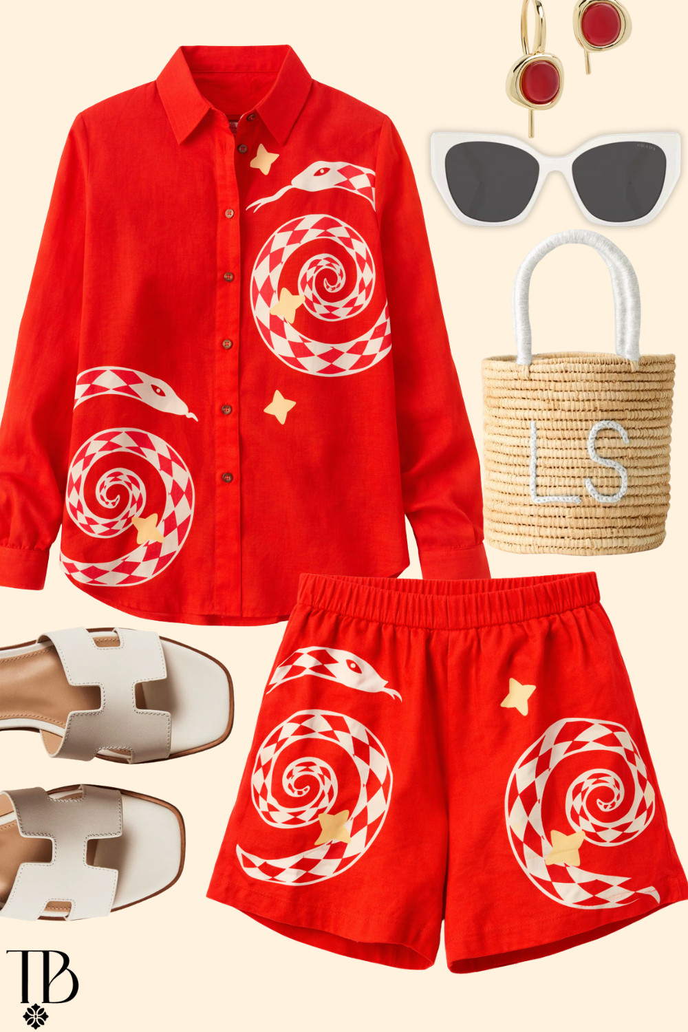 A statement summer outfit ❤️ This red printed matching set styled with neutral sandals, a woven tote, and classic sunglasses is perfect for warm-weather days.

 

 #LTKgrwm #LTKSeasonal #LTKTravel