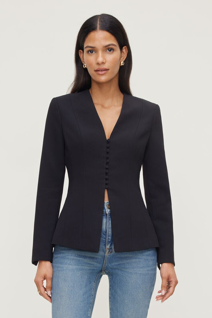 Plunge Small Button Blazer | Dynamite Clothing